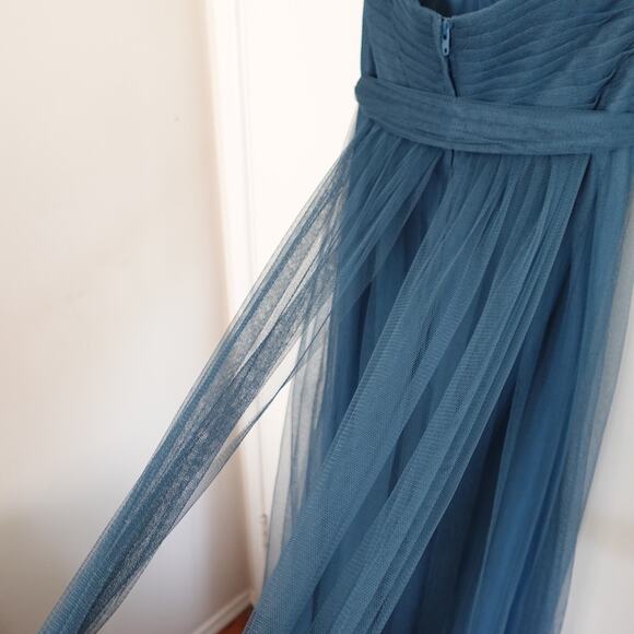 Jenny Yoo Annabelle Convertible Tulle Bridesmaid Dress Vintage Teal Strapless 4 - Picture 14 of 16